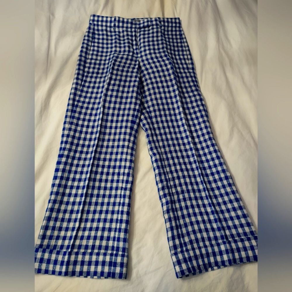 J.Crew Blue and White Checkered Pants